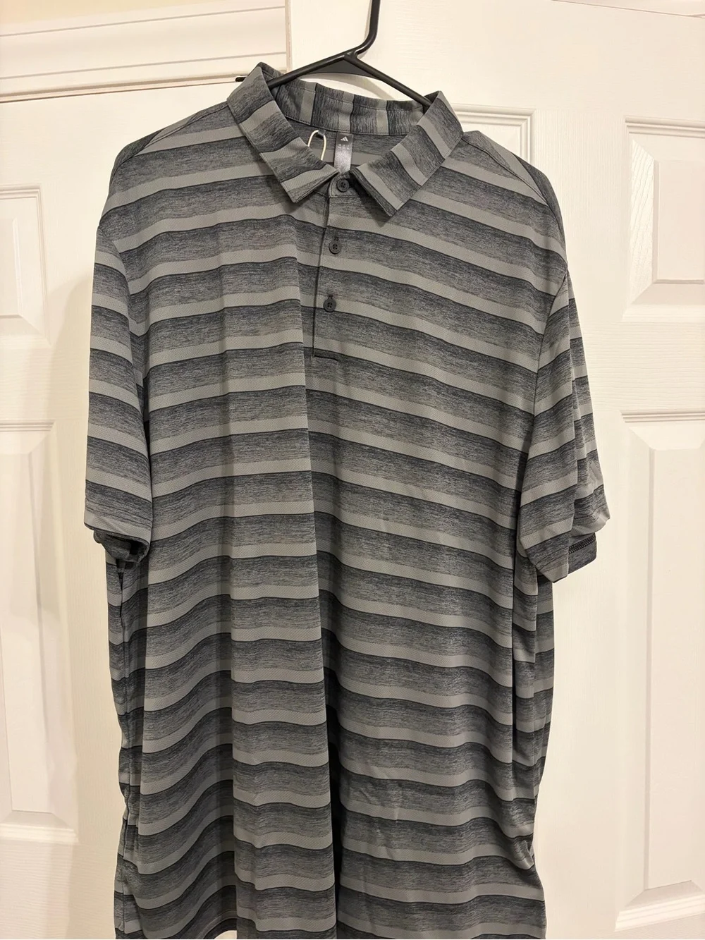 adidas Men's Gray Striped Polo Shirt